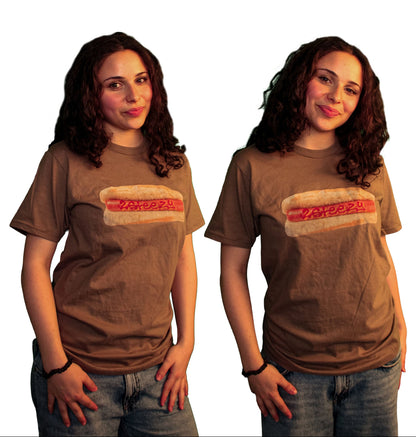 Hotdog tee, sausage brown